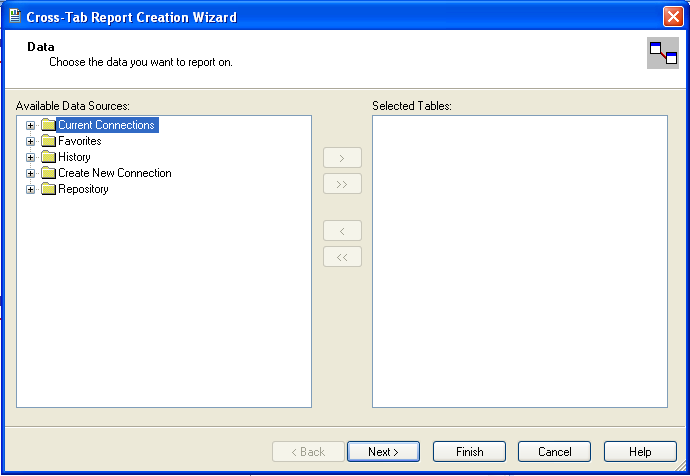 Selecting an Data Source in Crystal
Reports
